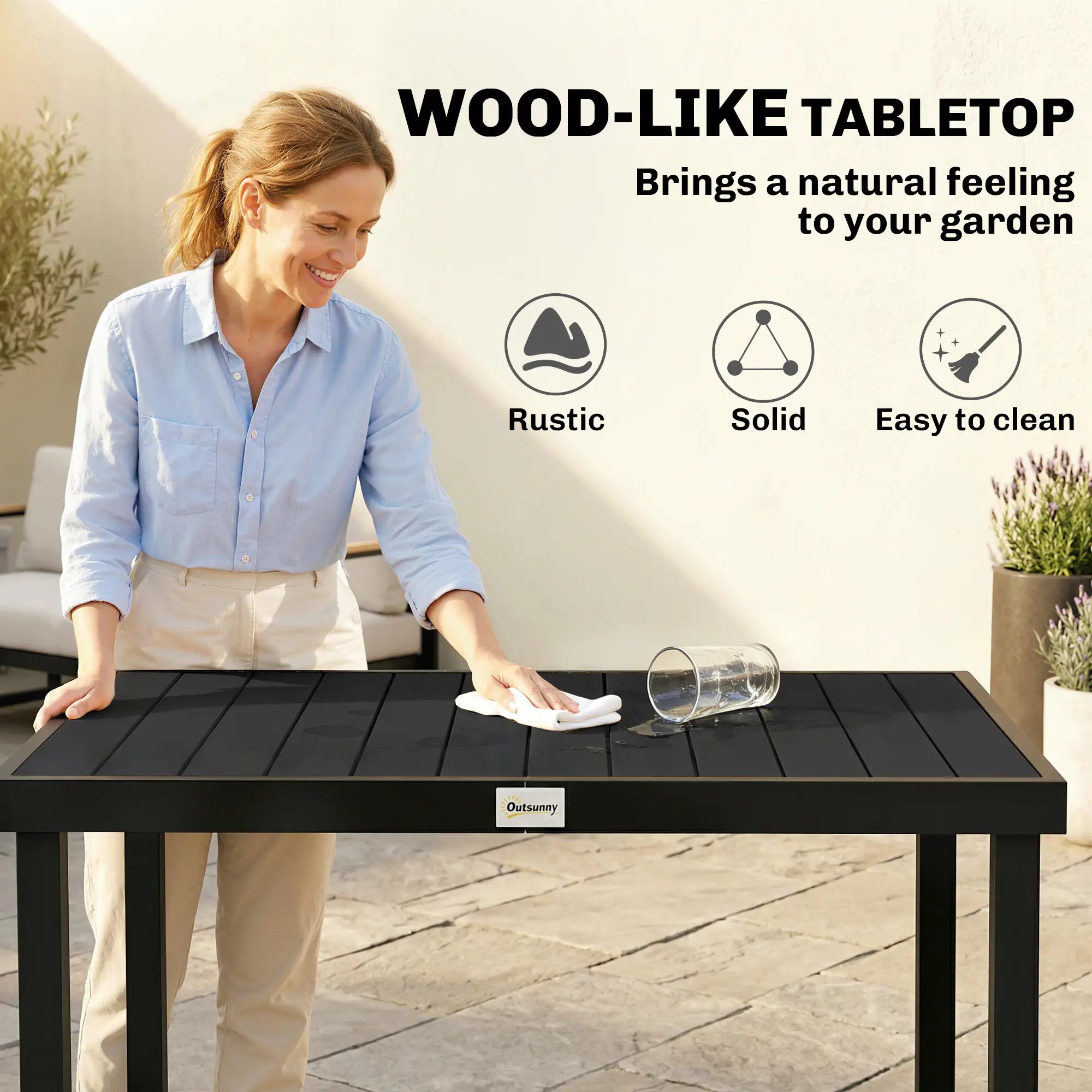 Aluminum Outdoor Dining Table for 6, 47.2