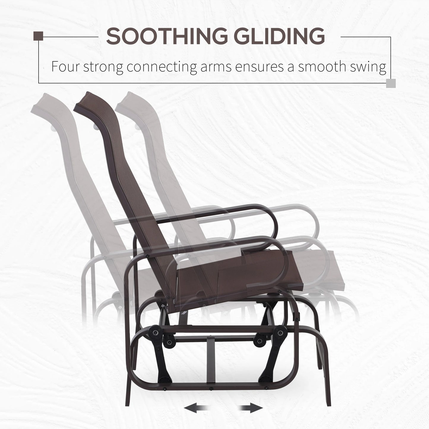 Patio Glider with Mesh Fabric, Outdoor Rocking Chair, Brown Outdoor Rocking Chairs at Gallery Canada