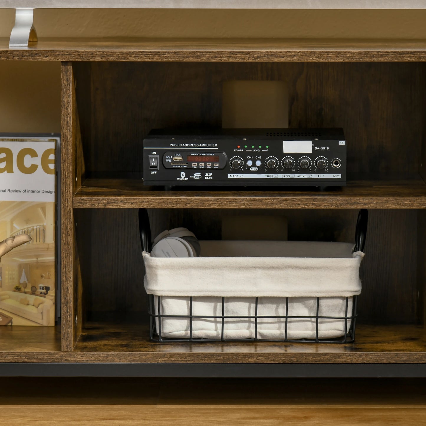 TV Stand for 55 Inch TVs, Open Shelf Console, Rustic Brown TV Stands at Gallery Canada