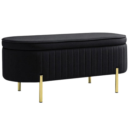 Upholstered Bedroom Bench, Channel Tufted Ottoman, Black Storage Ottomans & Benches at Gallery Canada