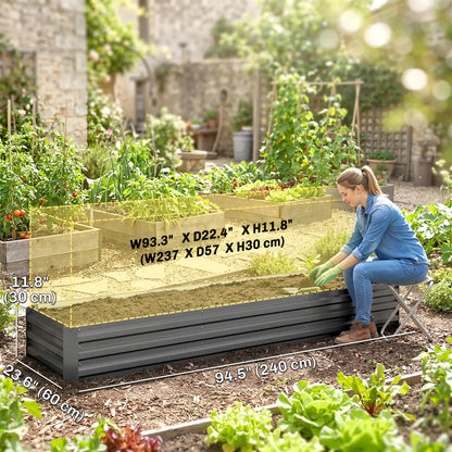 8'x2'x1' Galvanized Raised Bed, Elevated Planter Box, Dark Grey Raised Garden Beds at Gallery Canada