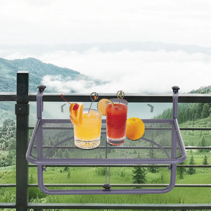 Adjustable Balcony Hanging Table, Metal Wall Desk, Outdoor Flower Stand, Grey Balcony Table Hanging at Gallery Canada