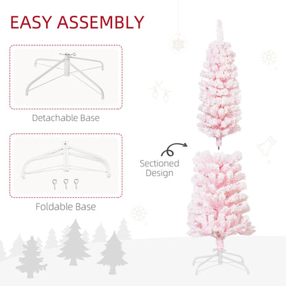 5ft Flocked Pencil Christmas Tree, Realistic Branch Tips, Pink Pencil Christmas Trees at Gallery Canada