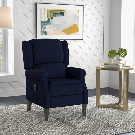 Vibration Massage Recliner Chair With Extendable Footrest, Blue Single Sofas Blue at Gallery Canada