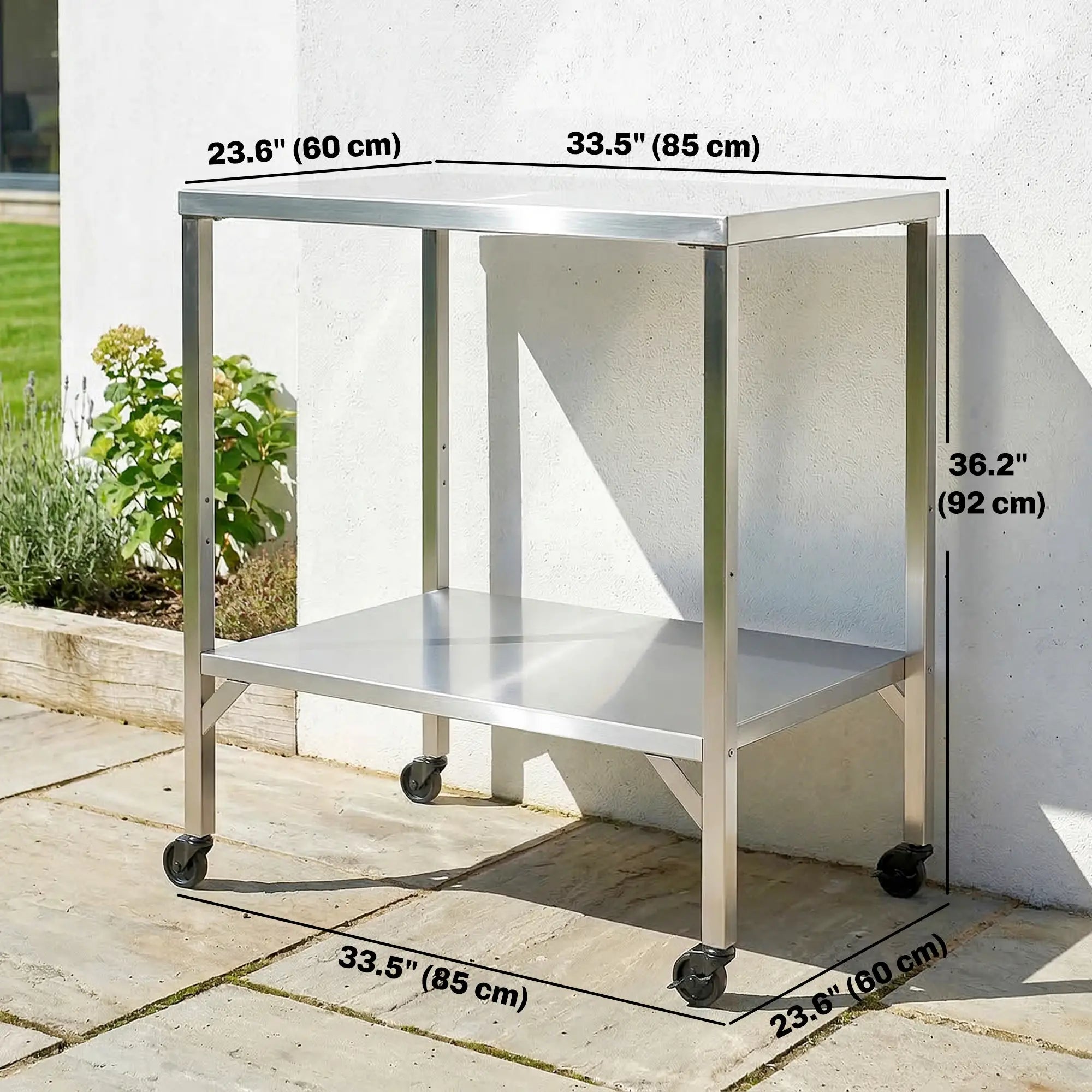 Outdoor Grill Cart, Stainless Steel Tabletop, Pizza Oven Stand, Lockable Wheels Outdoor Grill Carts at Gallery Canada