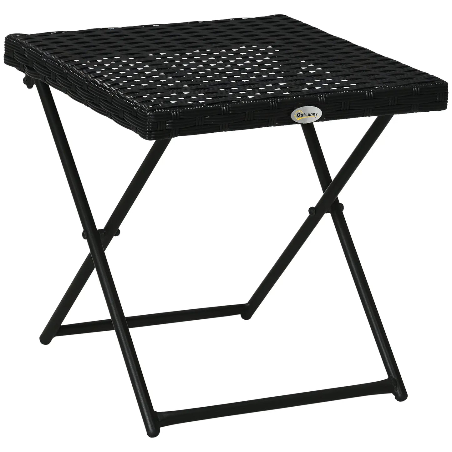 Outdoor PE Rattan Coffee Table, 15.75"x15.75"x15.75", Black Patio Side Tables at Gallery Canada