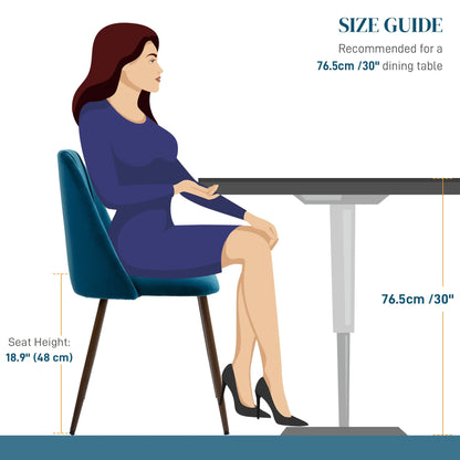 Velvet Dining Chairs Set of 4, Wood-Grain Steel Leg, Dark Blue Dining Chairs at Gallery Canada