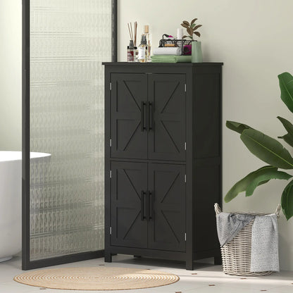 Farmhouse Bathroom Storage Cabinet, Barn Doors, Adjustable Shelf, Black Bathroom Cabinets at Gallery Canada