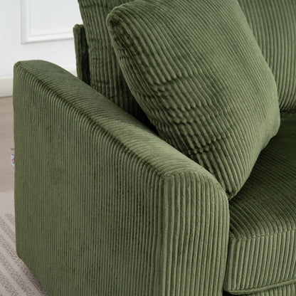 3 Seater Sofa, 83.5" Upholstered Couch, Pocket Spring, 2 Cushions, Green 3-Seater Sofas at Gallery Canada