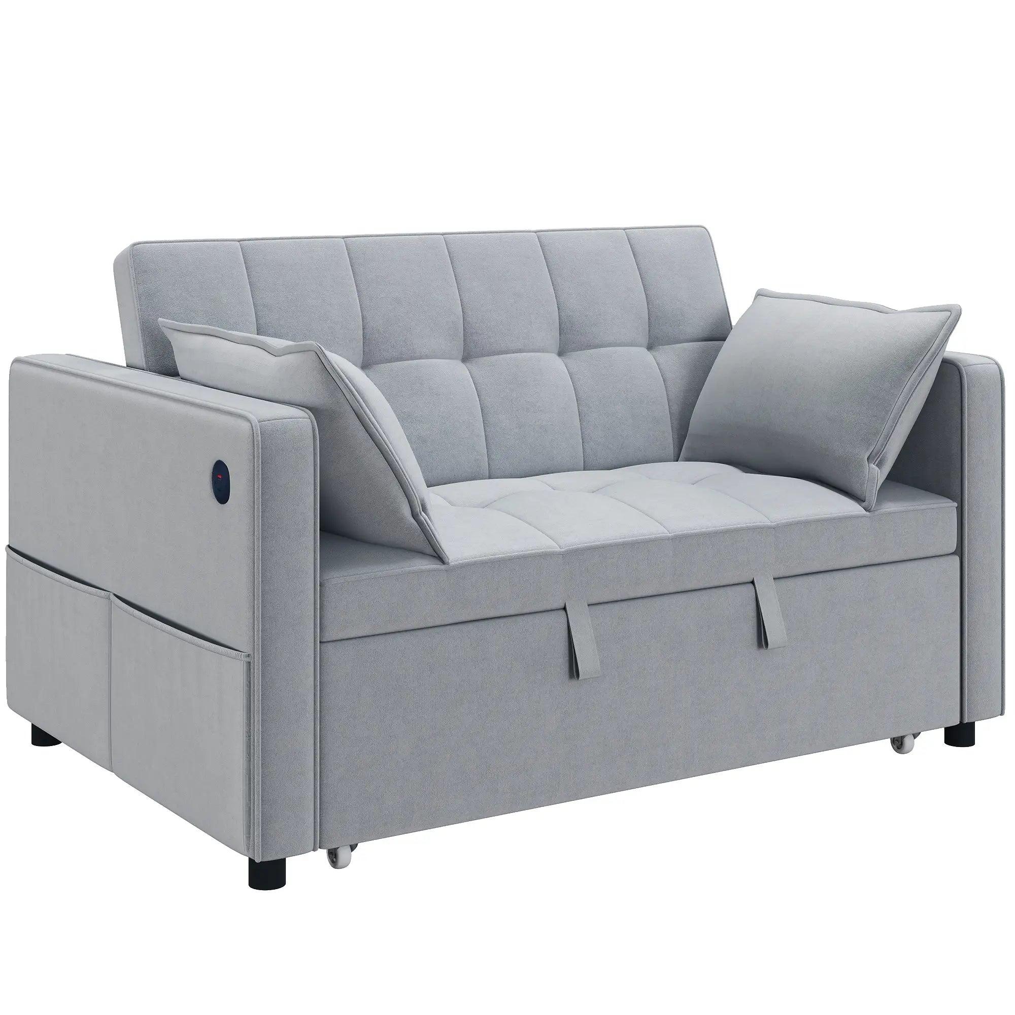 3-In-1 Convertible Sofa Bed, Pull Out Sleeper, Adjustable Backrest, Light Grey 2-Seater Sofas at Gallery Canada