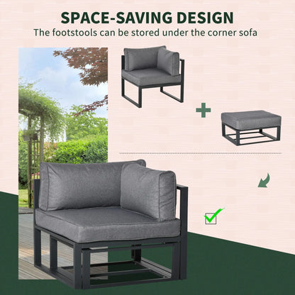 6 Piece Patio Furniture Set, Sectional Outdoor Daybed, Aluminum Frame, Grey