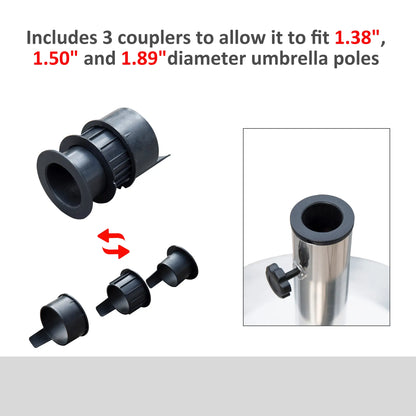 19" Round Patio Umbrella Stand, Stainless Steel Base, Silver Umbrella Bases at Gallery Canada