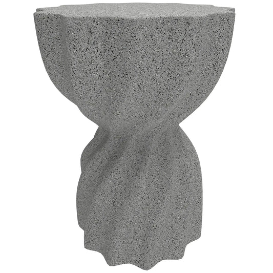 Spiral Garden Stool, Flower Top Outdoor Side Table, Grey Outdoor Benches Grey at Gallery Canada