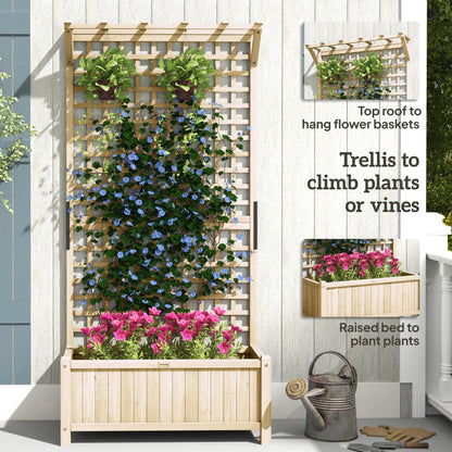 Wood Planter with Trellis, Raised Garden Bed, Privacy Screen, Natural Wood Raised Garden Beds at Gallery Canada