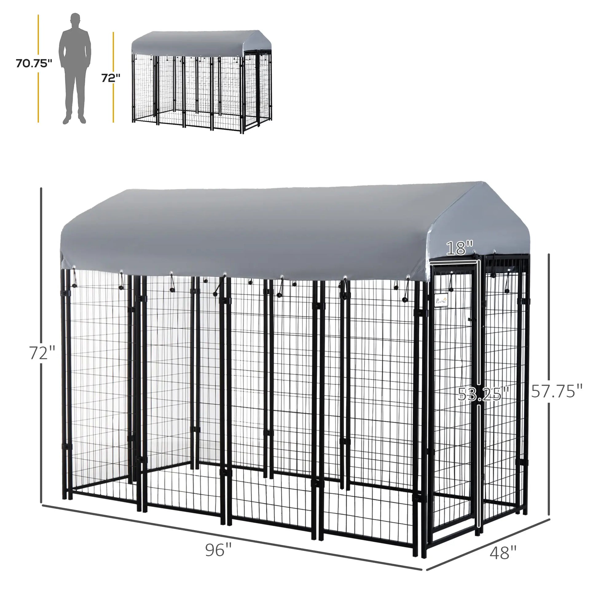 Outdoor Dog Kennel, Waterproof UV-Resistant Cover, 8 x 4 x 6 ft Houses, Kennels & Pens at Gallery Canada
