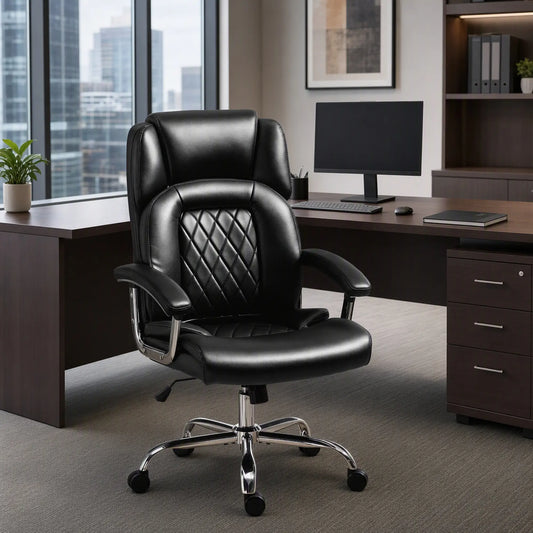Big and Tall Office Chair 400 lbs, PU Leather, High Back, Black Executive & Manager Chairs Black at Gallery Canada