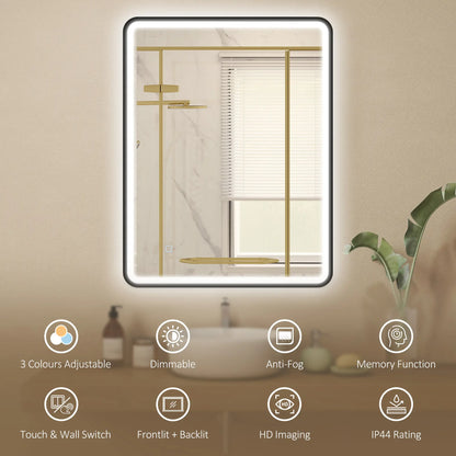 36" x 28" Bath Mirror, LED Lights, Wall Mounted, 3 Colors, Dimmable, Black Bath Accessories at Gallery Canada