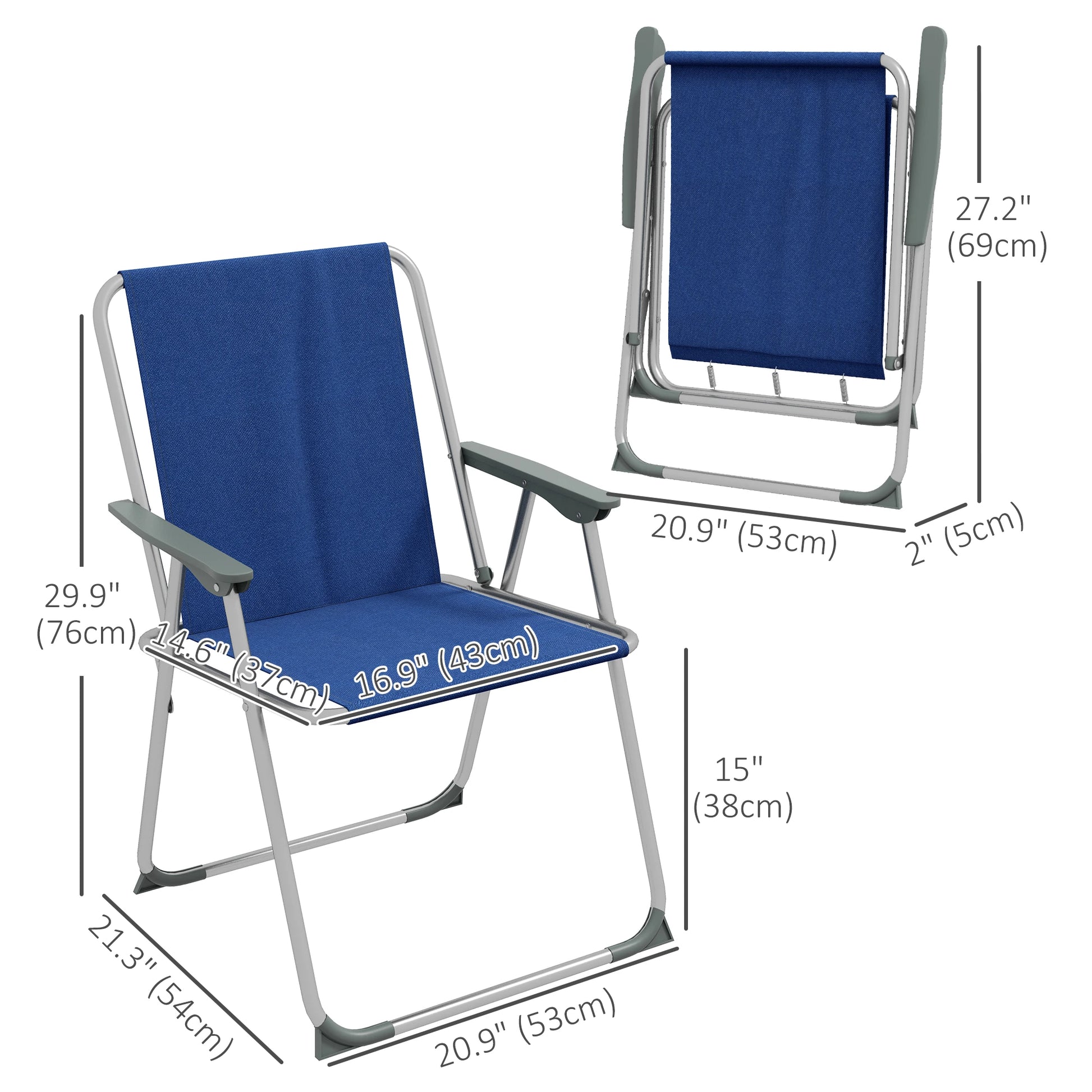 4 Pack Folding Camping Chairs, Oxford Fabric, Dark Blue Patio Chairs at Gallery Canada