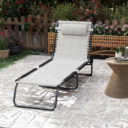 Outdoor Folding Lounge Chair, 4-Level Adjustable, Cream Lounger Chairs at Gallery Canada