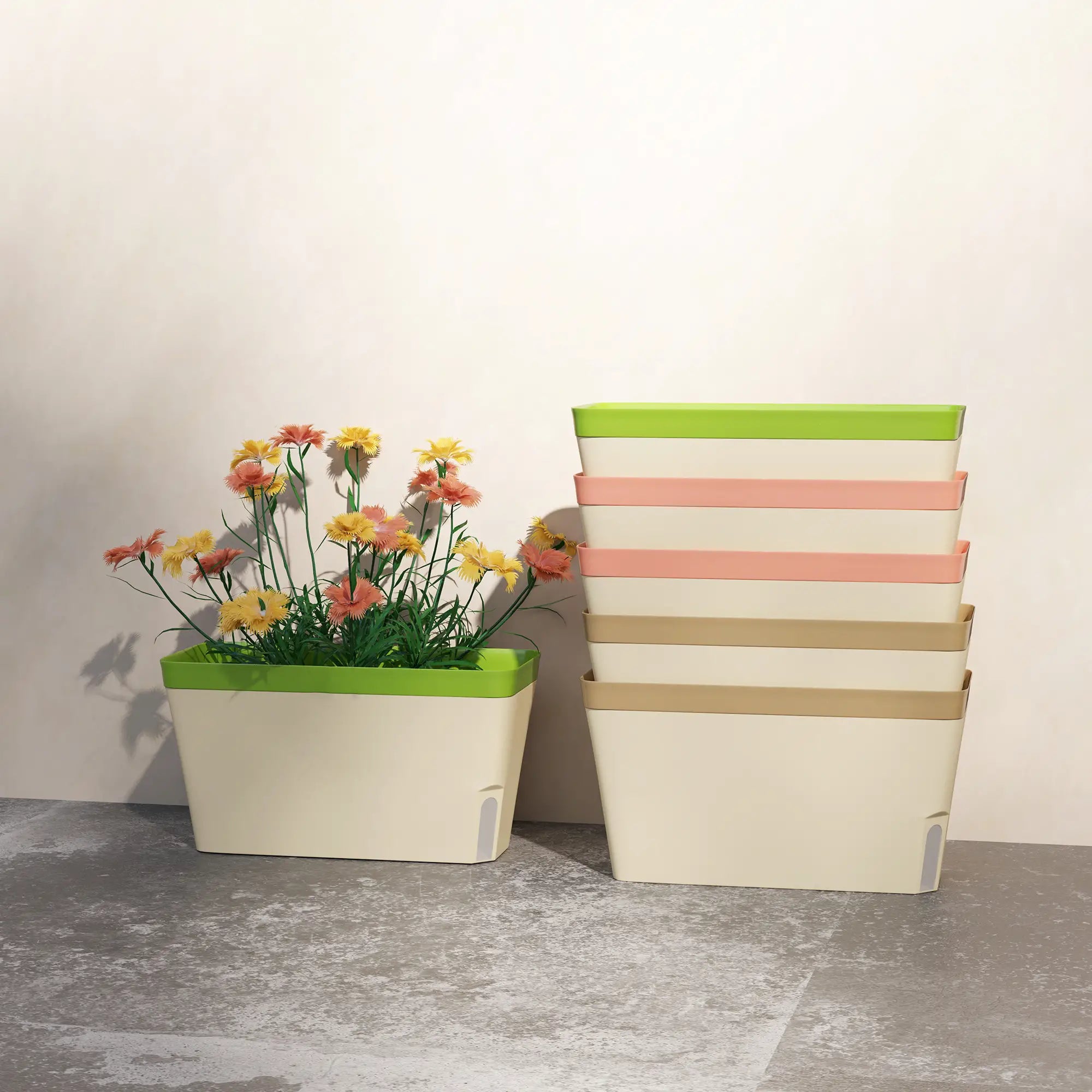 6 Pack Self Watering Flower Pots, 10.5 Inch Planter Box with Water Indicator Garden Accessories at Gallery Canada