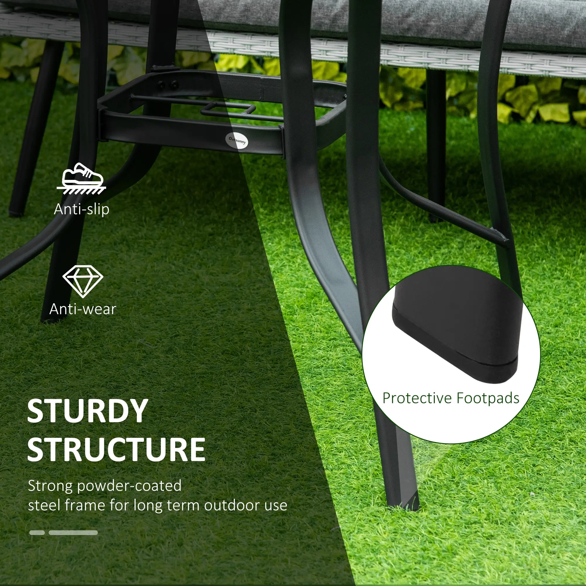 42 Inch Round Outdoor Dining Table with Umbrella Hole, Steel Patio Side Tables at Gallery Canada