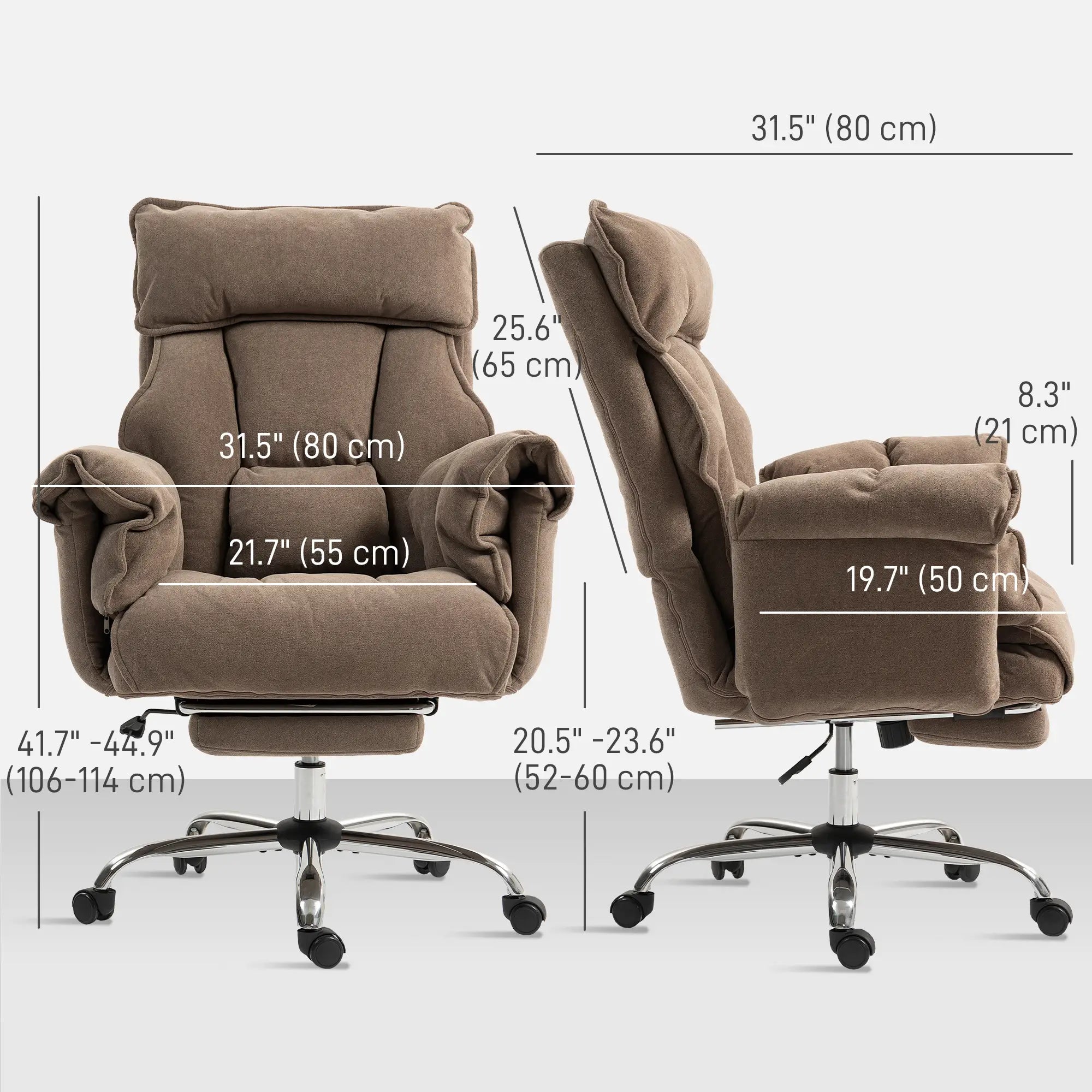 Desk Chair With Footrest, Adjustable Backrest, Light Brown Executive & Manager Chairs at Gallery Canada