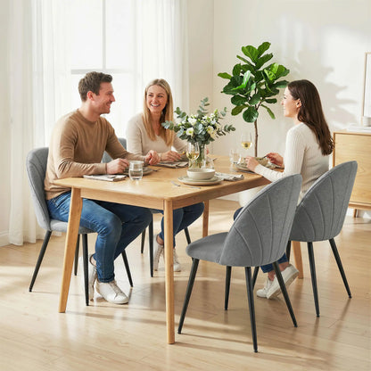 Modern Dining Chairs Set of 4, Upholstered, Metal Legs, Shell Backrest, Grey Dining Chairs at Gallery Canada