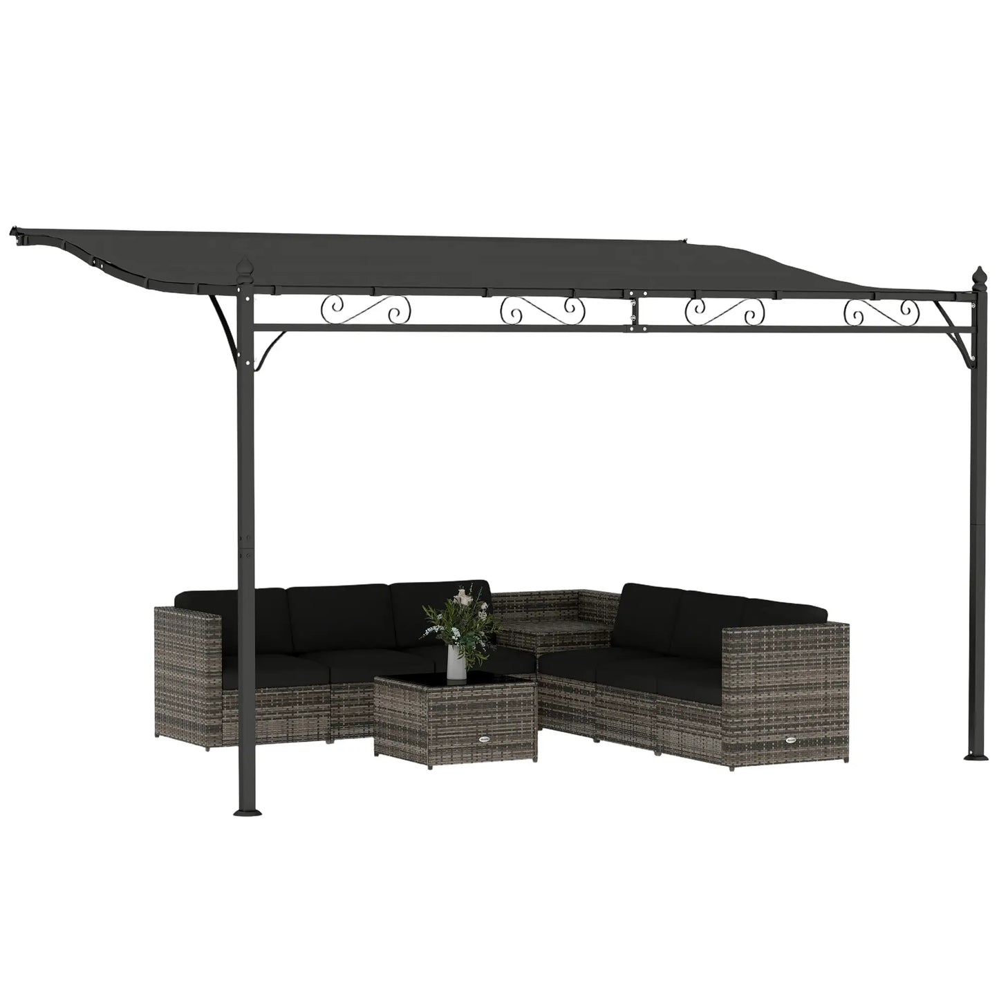 Outdoor Pergola, 11.5' x 8.2' Wall Mounted, Metal Frame, UPF30+, Garden Gazebo Pergolas at Gallery Canada