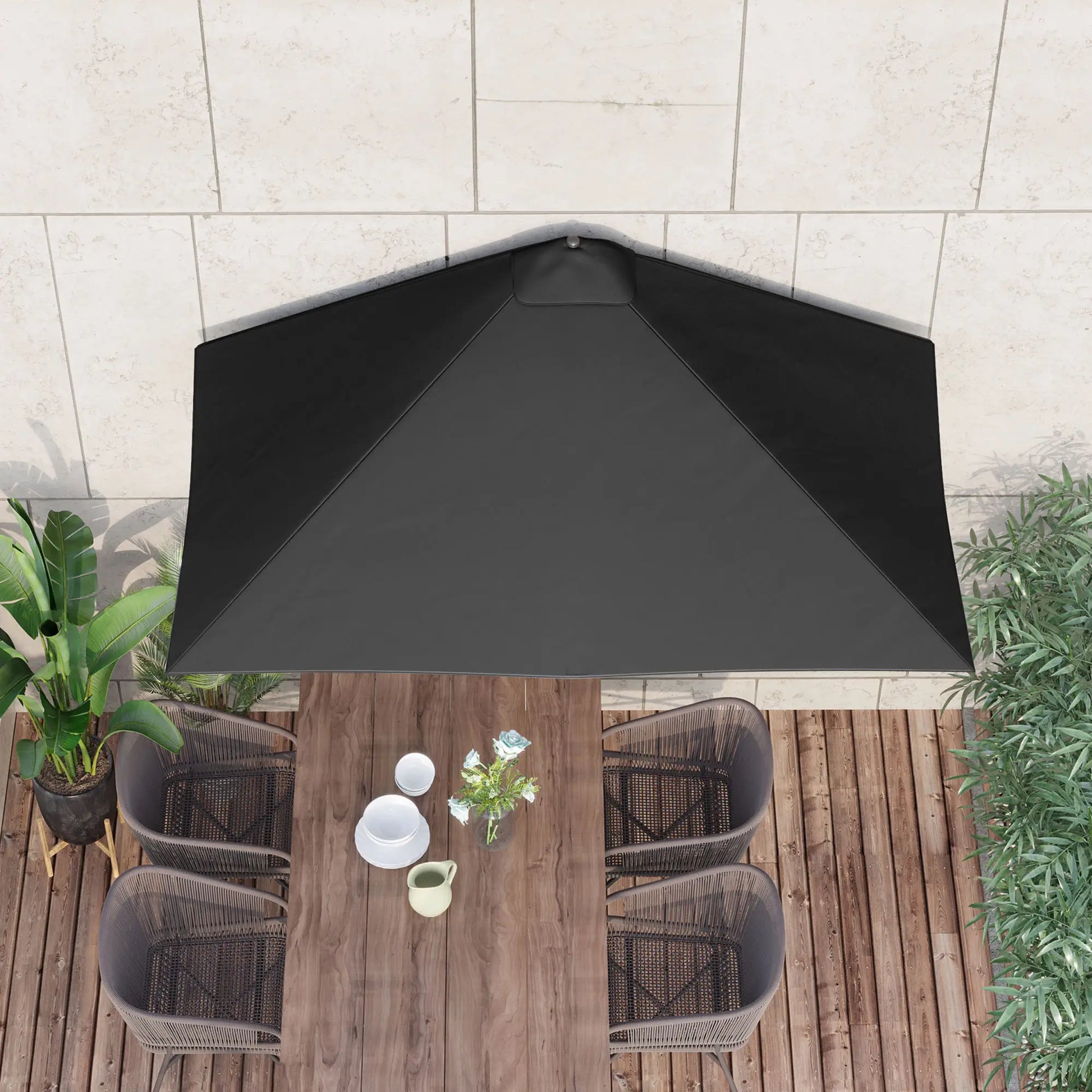 8ft Half Round Umbrella, Outdoor Balcony Parasol, Patio Garden Sun Shade, 5 Ribs Sun Umbrellas at Gallery Canada