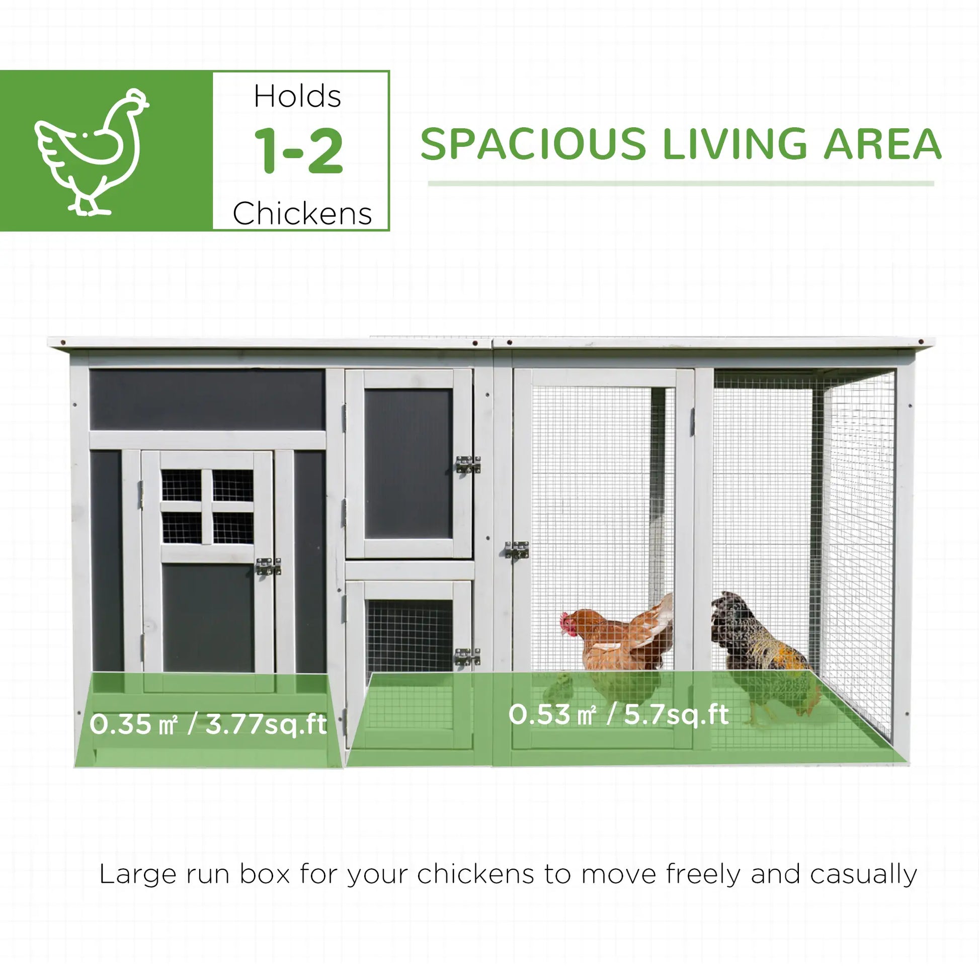 63" Wooden Chicken Coop, Rabbit Hutch, Nesting Box, Run, Grey Chicken Coops at Gallery Canada