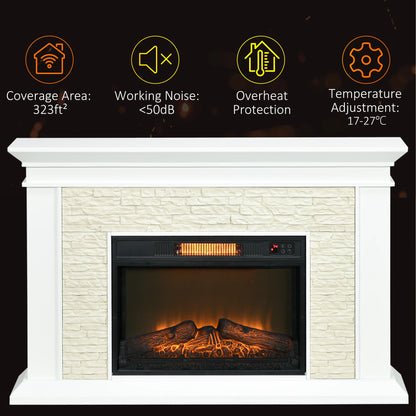 31.5" Electric Fireplace with Mantel, 1400W, Remote, White Electric Fireplaces at Gallery Canada