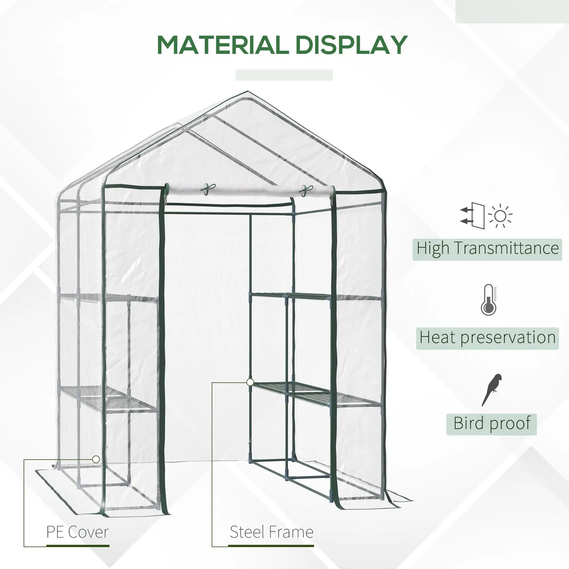 56" x 56" x 77" Walk-In Greenhouse, 8 Shelves, PVC Cover, Transparent Walk In Greenhouses at Gallery Canada