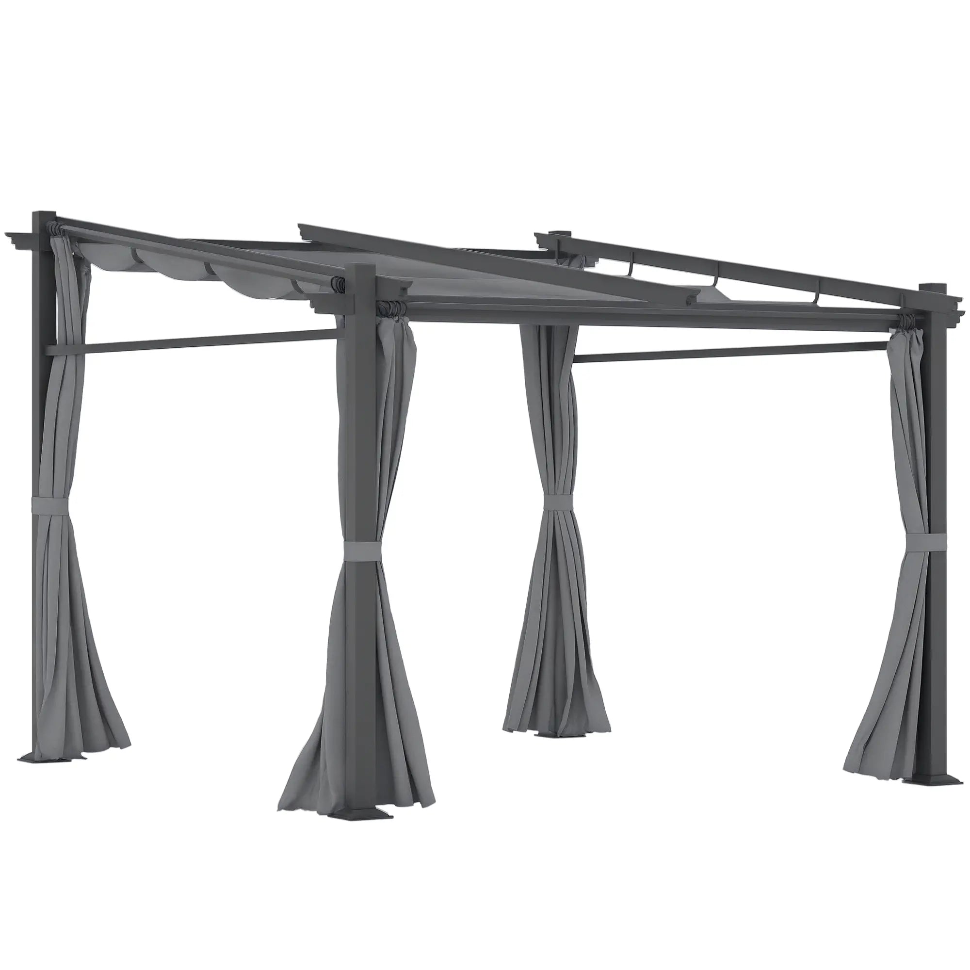 Metal Pergola, Sliding Roof Canopy, Retractable, 10' x 10', Dark Grey Pergolas Dark Grey at Gallery Canada