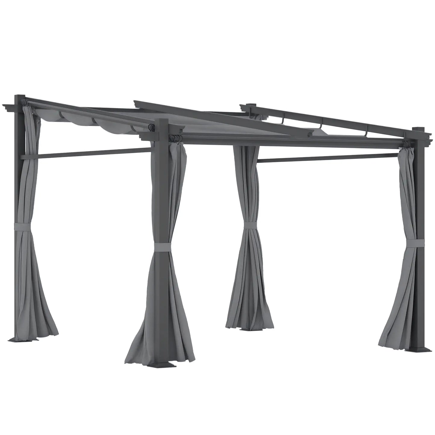 Metal Pergola, Sliding Roof Canopy, Retractable, 10' x 10', Dark Grey Pergolas Dark Grey at Gallery Canada