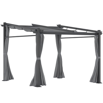 Metal Pergola, Sliding Roof Canopy, Retractable, 10' x 10', Dark Grey Pergolas Dark Grey at Gallery Canada