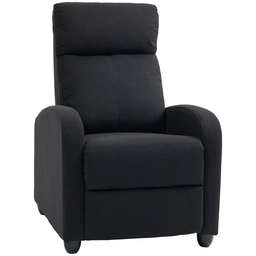Fabric Recliner Chair, Manual Reclining Sofa, Padded Seat, Black