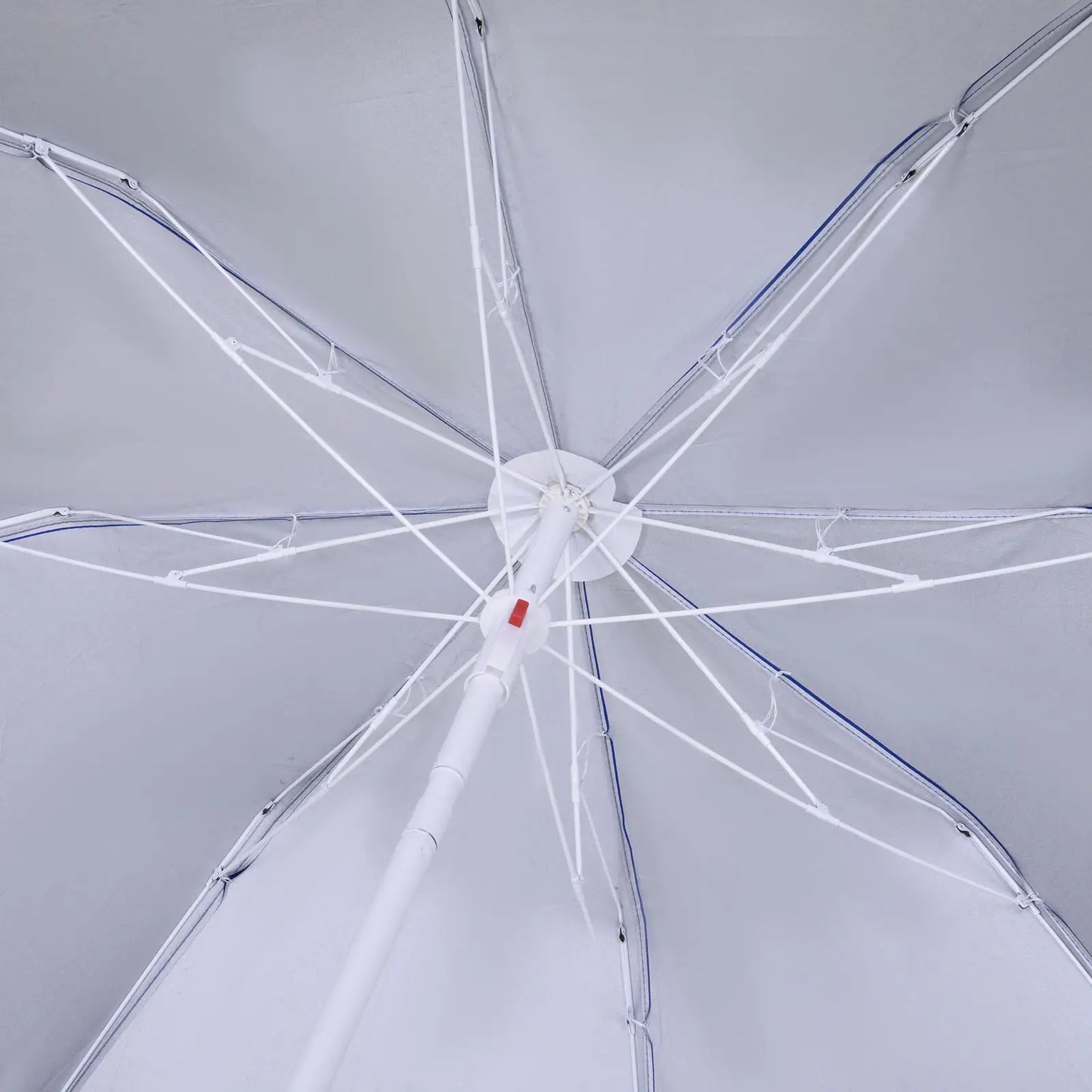 6.7ft Beach Umbrella, Push Button Tilt, Ruffled, Blue Beach Umbrellas at Gallery Canada