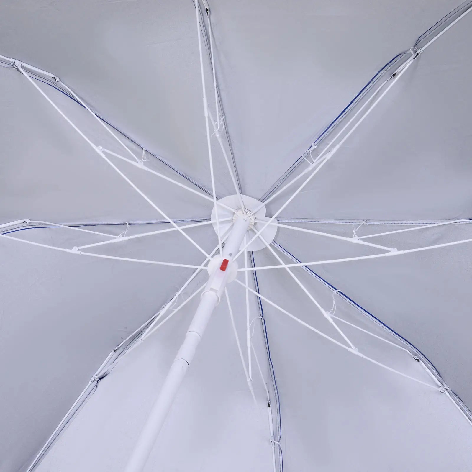 6.7ft Beach Umbrella, Push Button Tilt, Ruffled, Blue Beach Umbrellas at Gallery Canada
