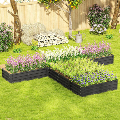 Steel Raised Garden Bed, Set of 5, 8x8x1ft, Dark Grey Raised Garden Beds at Gallery Canada