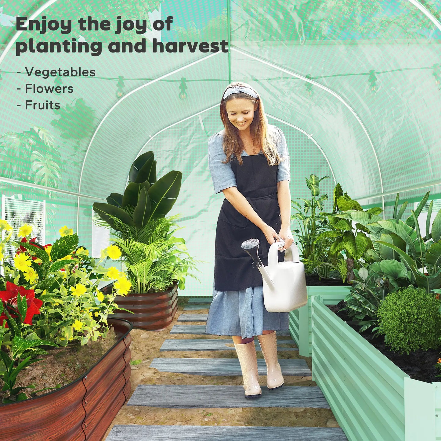 6.6' x 11' x 7' Walk-In Greenhouse, Steel Frame, Green Walk In Greenhouses at Gallery Canada