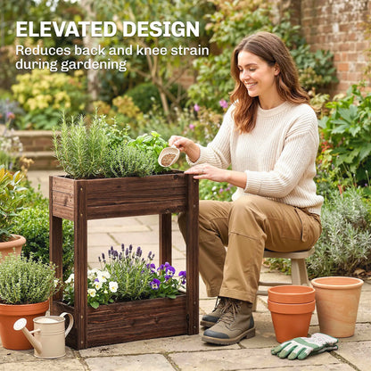 2-Tier Wooden Raised Garden Bed, 23.6" x 9.8" x 27.6", Elevated Planter Box Elevated Garden Beds at Gallery Canada