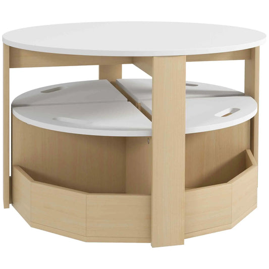 5 Piece Kids Table and Chair Set, with Storage, White Kids Table Sets White and Nature Wood at Gallery Canada