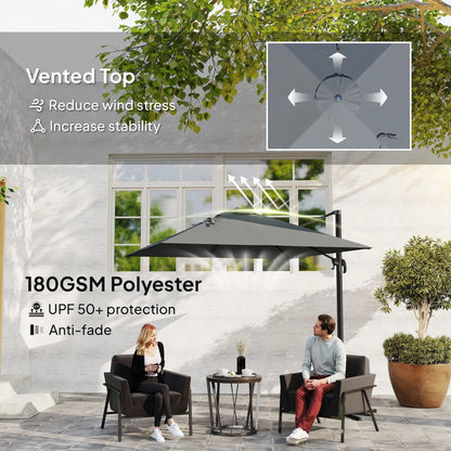 8 FT Aluminum Cantilever Patio Umbrella, 360° Rotation, Dark Grey Offset Cantilever Umbrellas at Gallery Canada