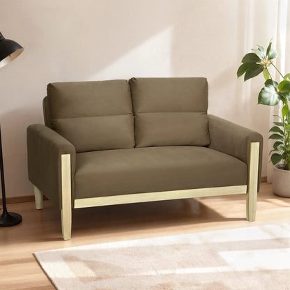 53 Inch Loveseat Sofa, 2 Seater Couch, Solid Wood Legs, Modern Velvet, Brown 2-Seater Sofas at Gallery Canada