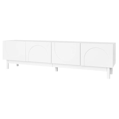 TV Stand, Wave Shaped Doors, Sturdy Legs, 66.5" L x 13.5" W x 18" H, White TV Stands at Gallery Canada