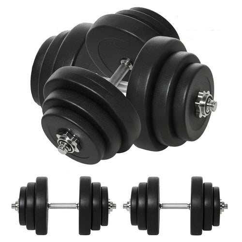 Adjustable 2 x 44lbs Dumbbell Set, Fitness Training, Black