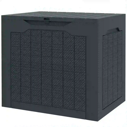 28 Gallon Deck Box, Resin Outdoor Storage, Waterproof UV Resistant Patio Storage Boxes Dark Grey at Gallery Canada