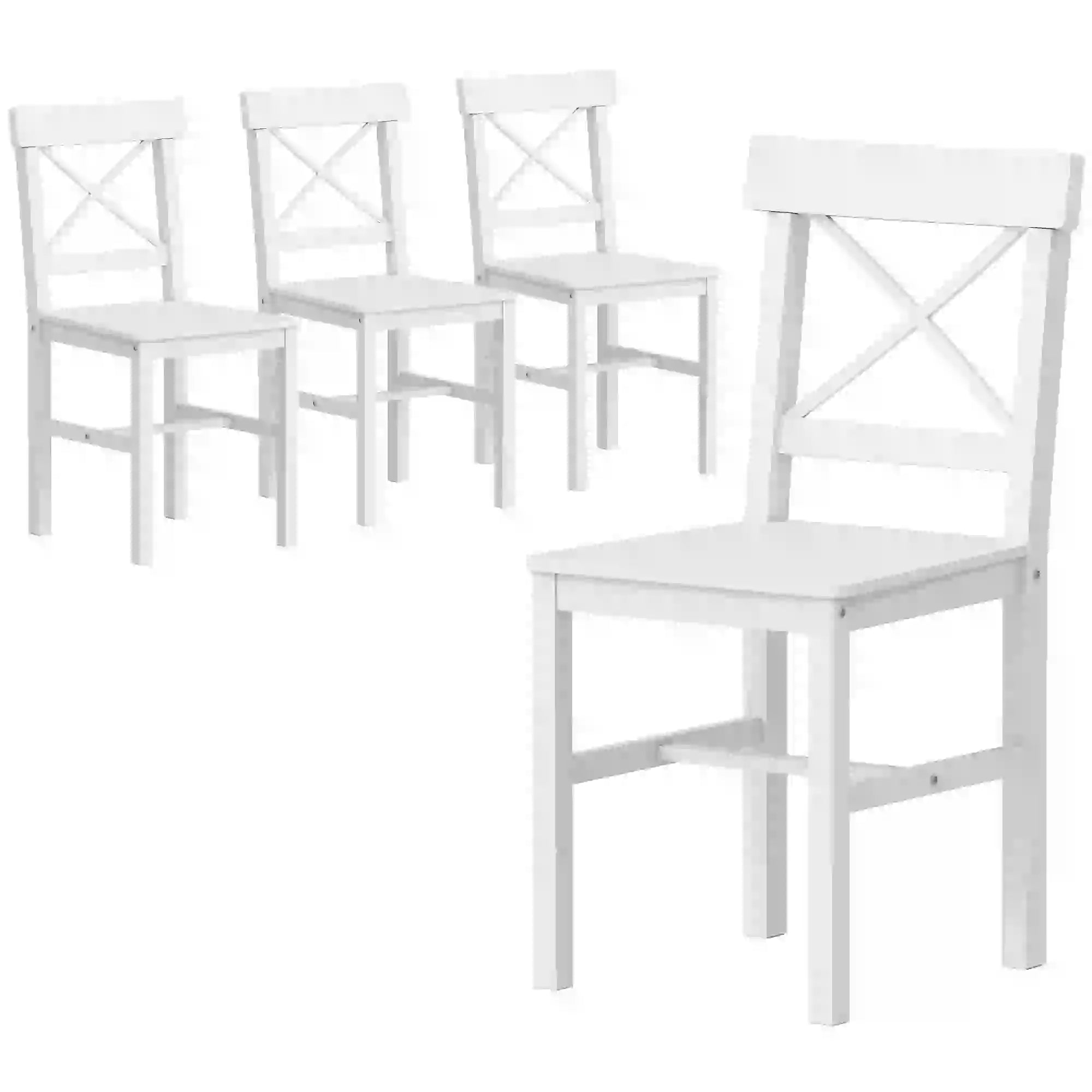 Wooden Dining Chairs Set of 4, Cross Back, Solid Structure, White Dining Chairs White at Gallery Canada