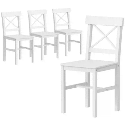 Wooden Dining Chairs Set of 4, Cross Back, Solid Structure, White Dining Chairs White at Gallery Canada