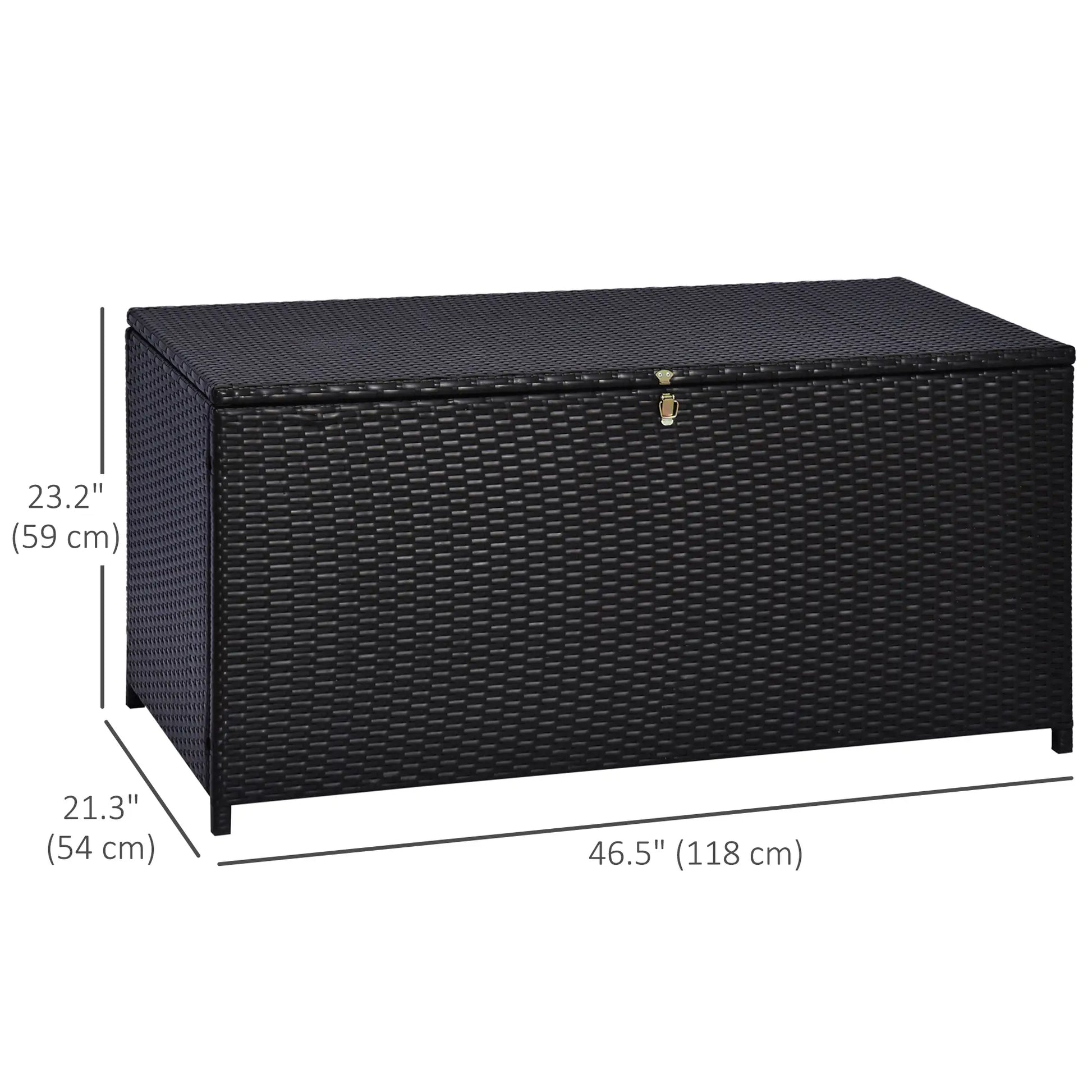 Wicker Outdoor Storage Box, 75 Gallon, Gas Strut Lid, Dark Brown Patio Storage Boxes at Gallery Canada